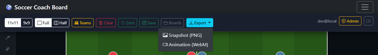 Export dropdown